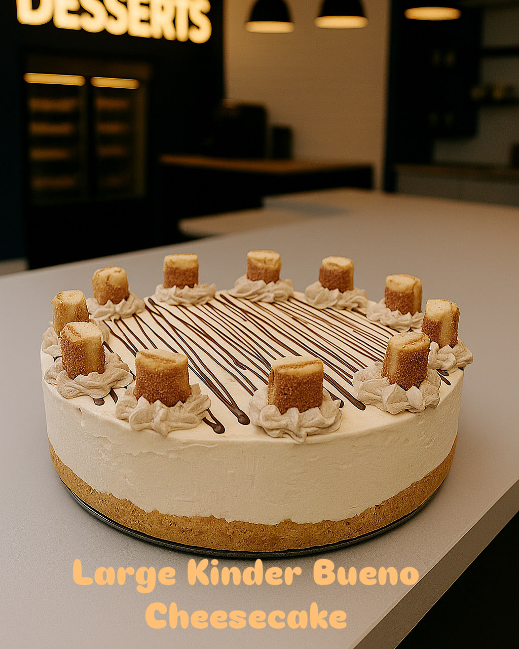 Large White Kinder Bueno Cheesecake