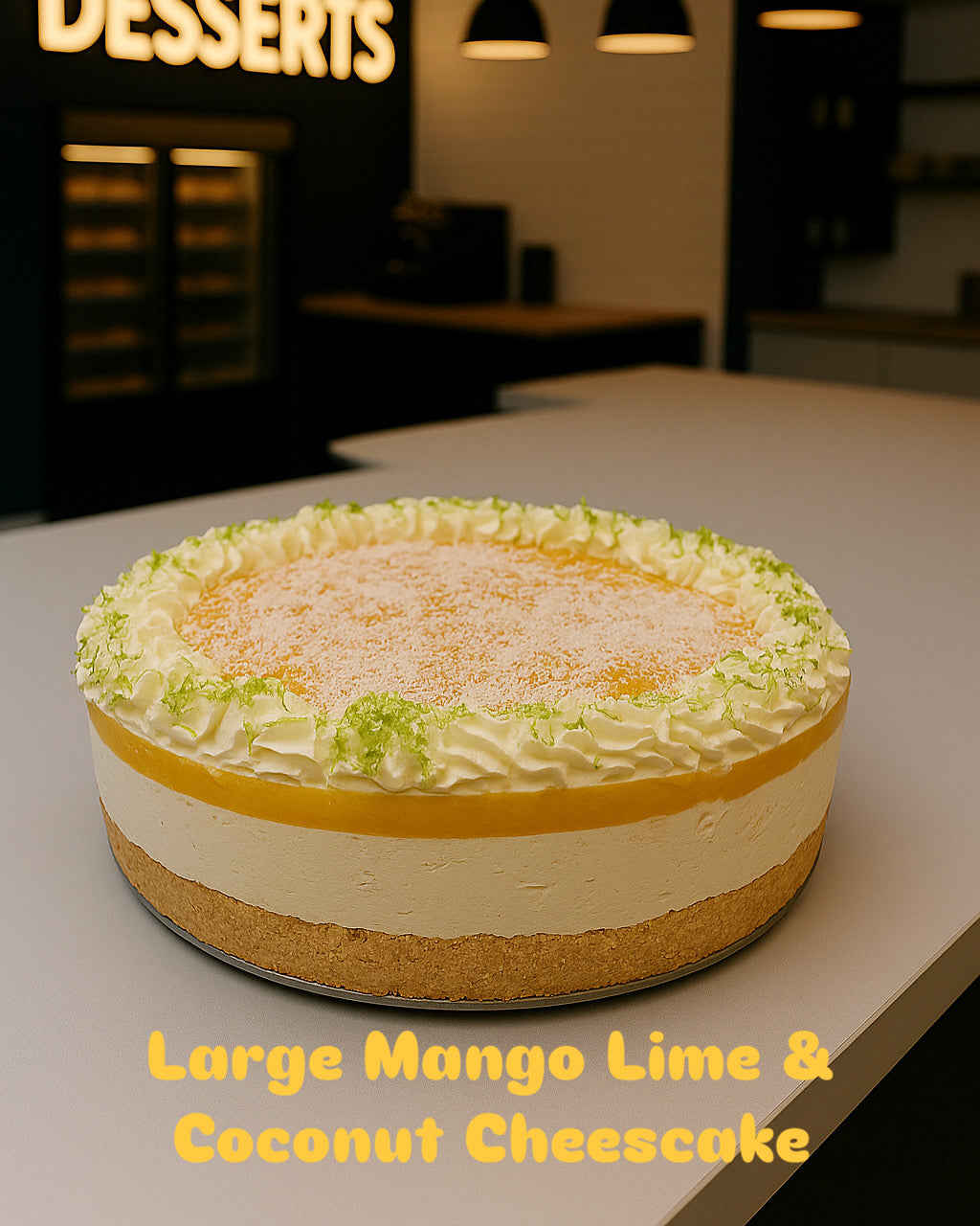 Large Mango, Lime & Coconut Cheesecake